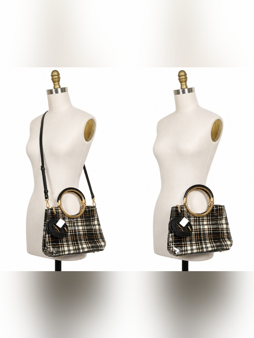 Patricia Nash Aria Shopper Black and White Plaid  